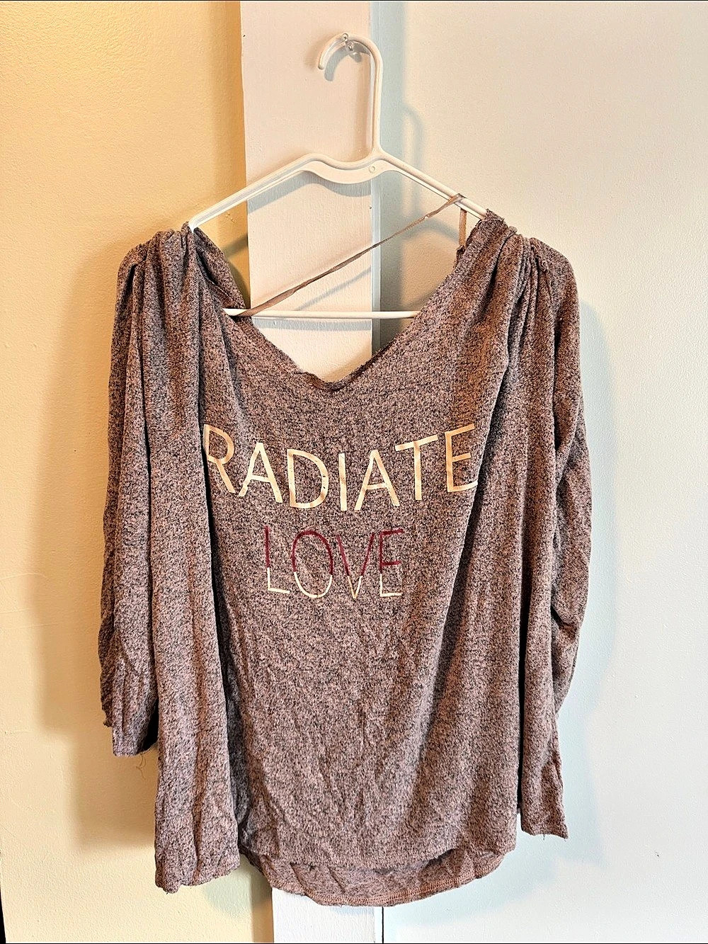 Knox Rose Radiate Love Long Sleeve Scoop Neck Tee Brown XL